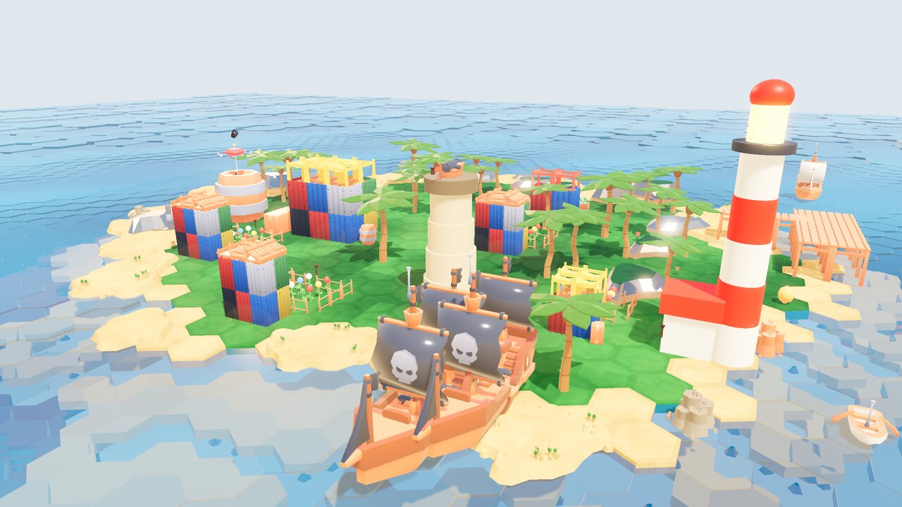 A guard tower duels a pirate galleon at midday - a scene from Beyond the Horizon.