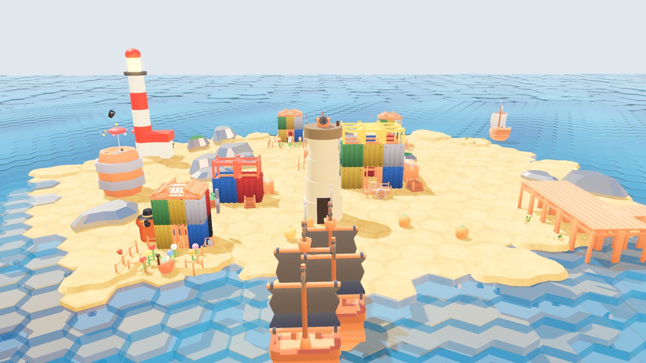 A guard tower duels a pirate galleon at midday - a scene from Beyond the Horizon.
