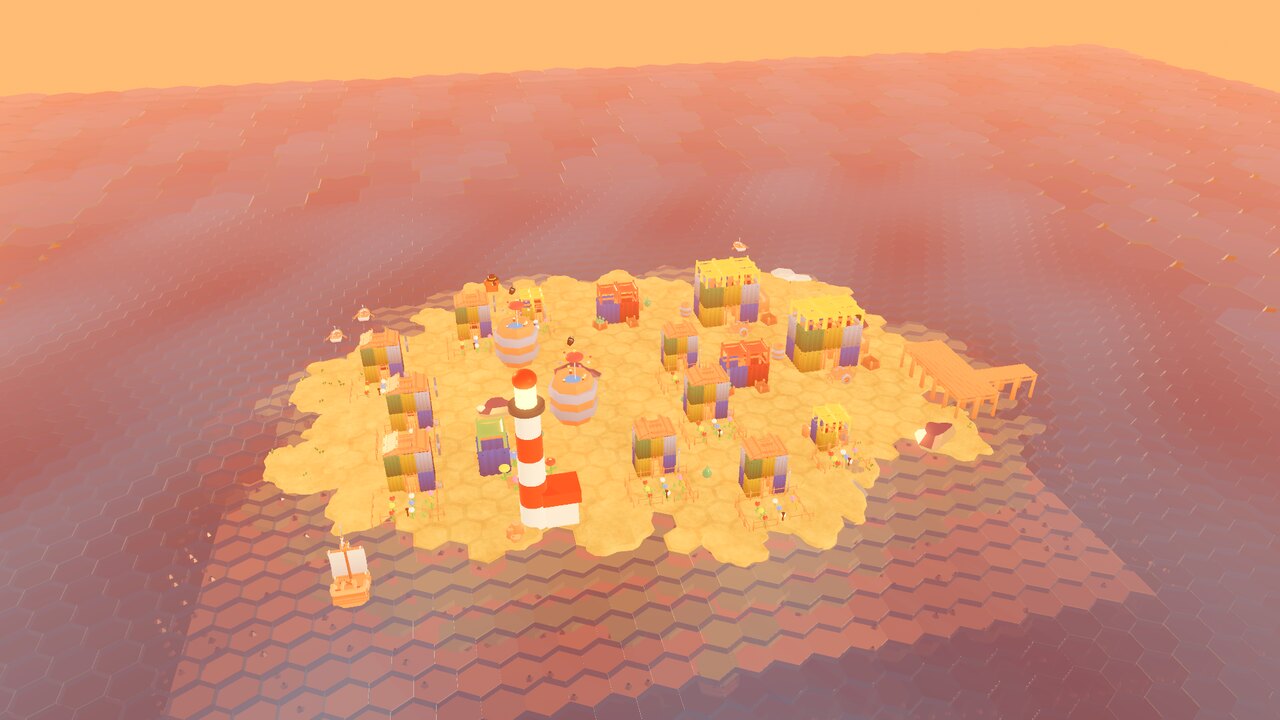 A bustling desert town at sunset - a scene from Beyond the Horizon.