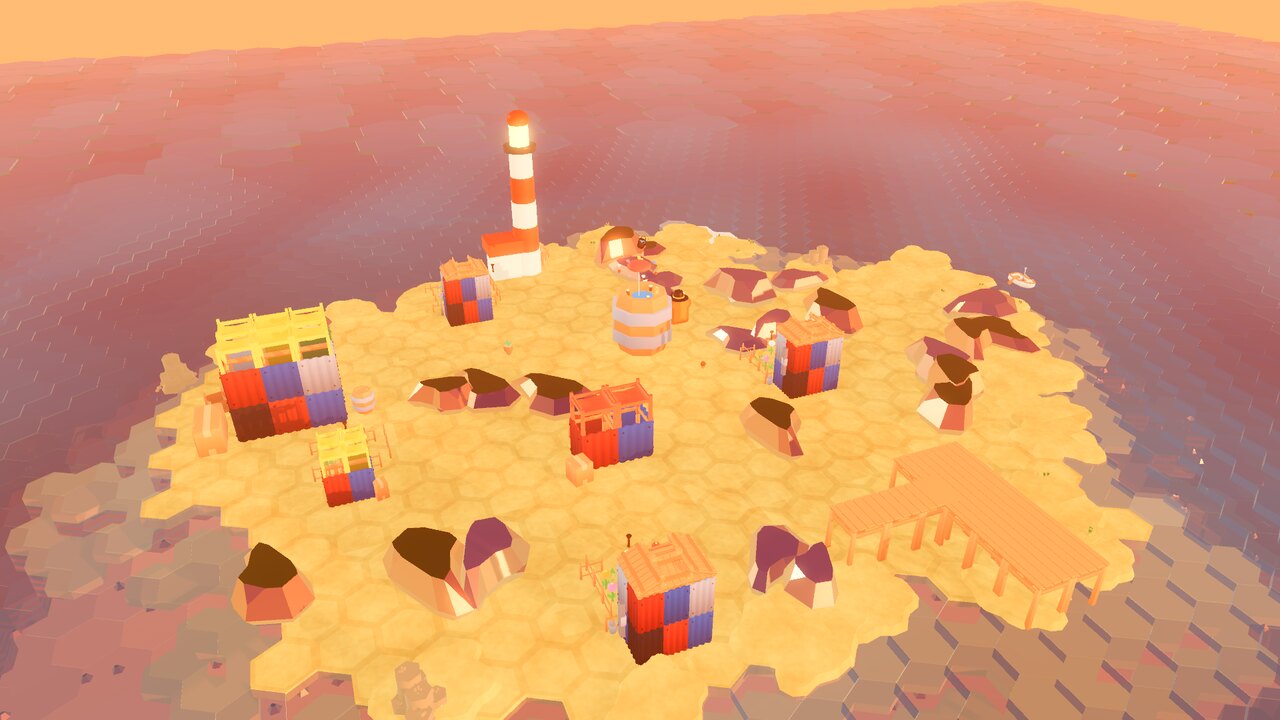 A busy desert harbour at sunset - a scene from Beyond the Horizon.
